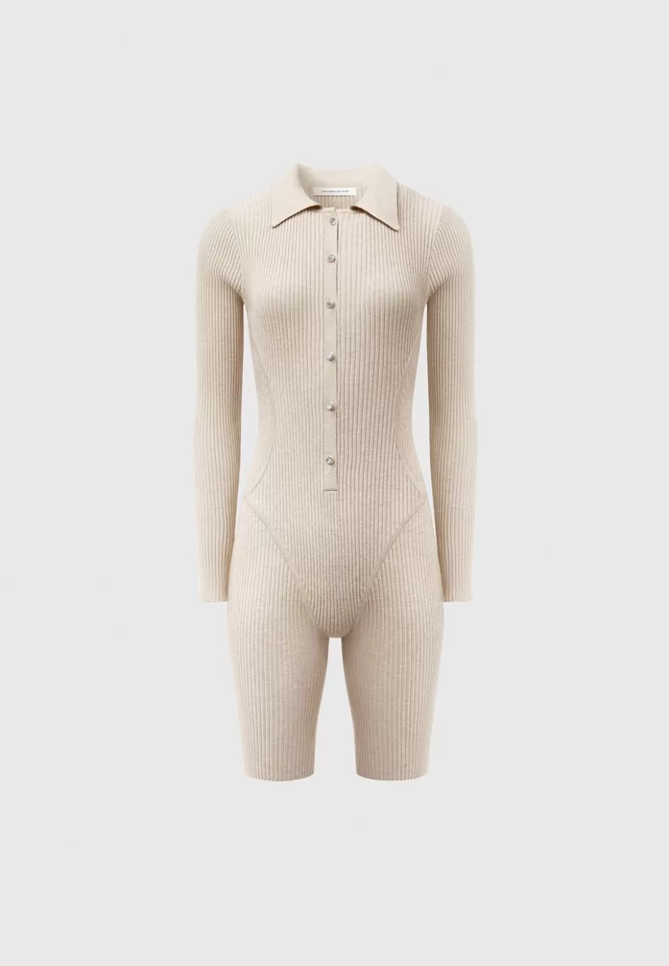 Manière De Voir Ribbed Knit Long Sleeve Playsuit>Woman Jumpsuits & Playsuits