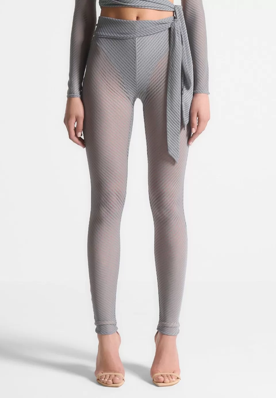 Manière De Voir Ribbed Sheer Leggings With Tie>Woman Leggings