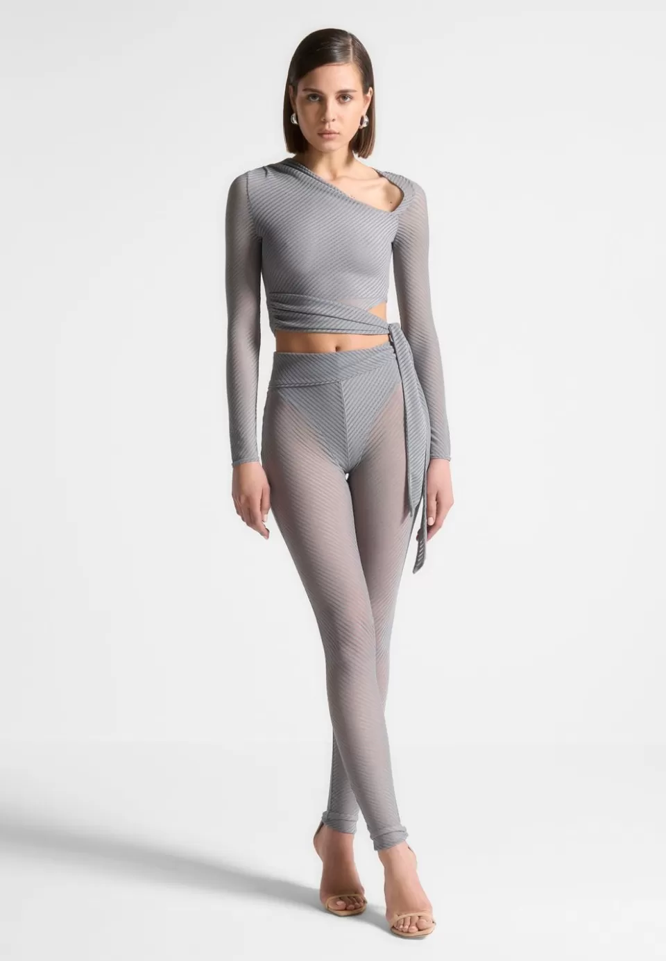 Manière De Voir Ribbed Sheer Top With Tie>Woman Tops & T Shirts