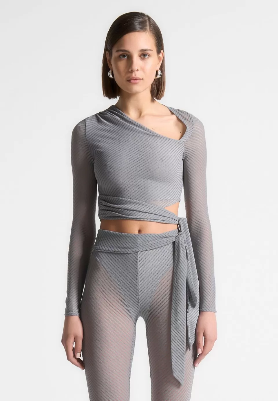 Manière De Voir Ribbed Sheer Top With Tie>Woman Tops & T Shirts