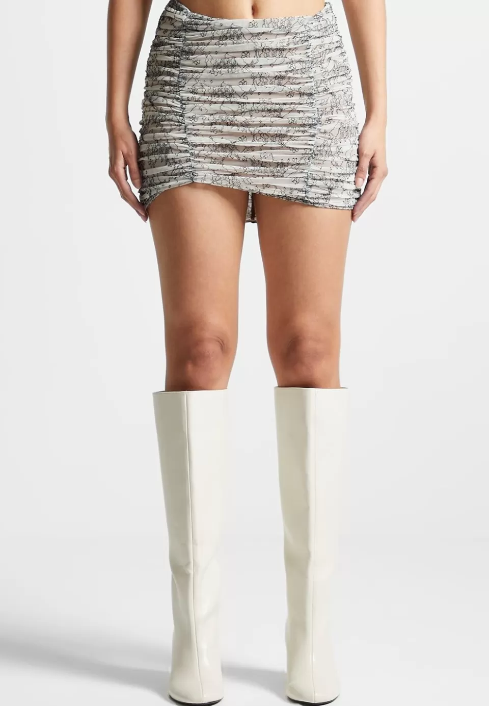 Manière De Voir Ruched Lace Asymmetric Mini Skirt>Woman Skirts