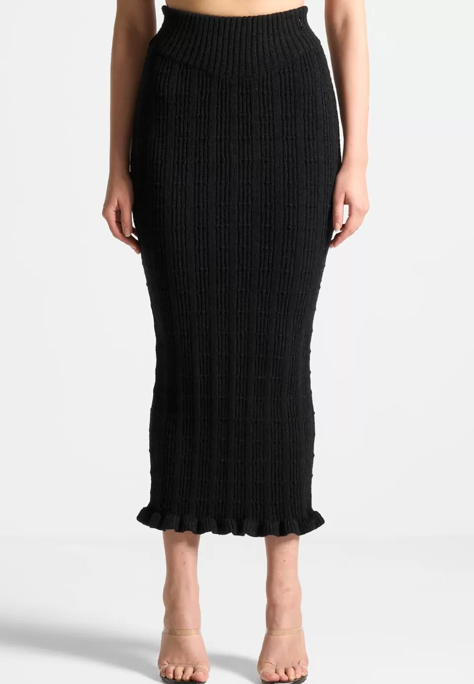 Manière De Voir Ruffle Hem Ribbed Knit Midaxi Skirt>Woman Skirts