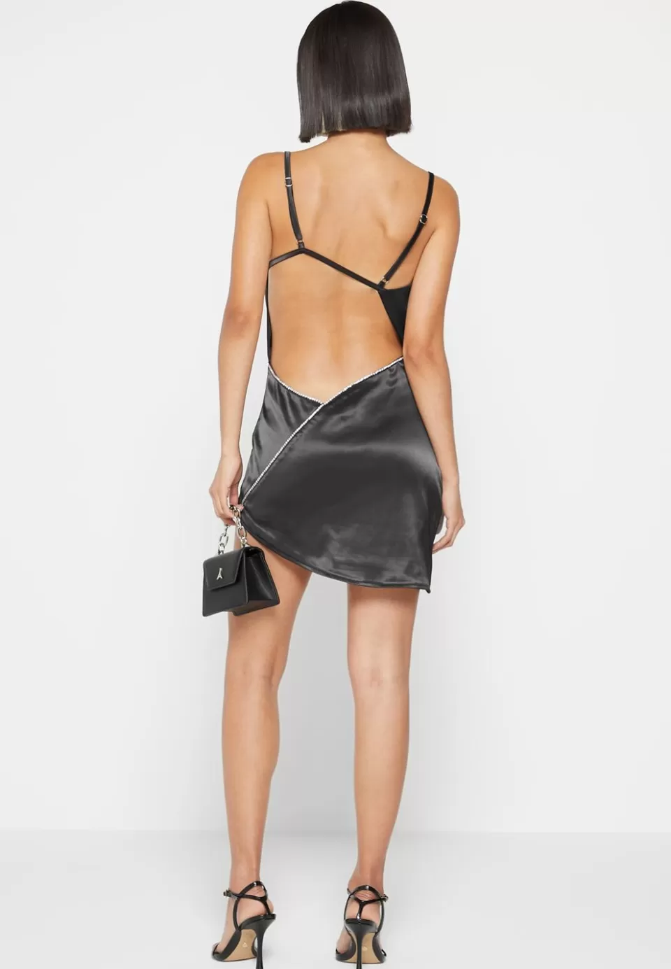 Manière De Voir Satin Embellished Open Back Mini Dress>Woman Dresses