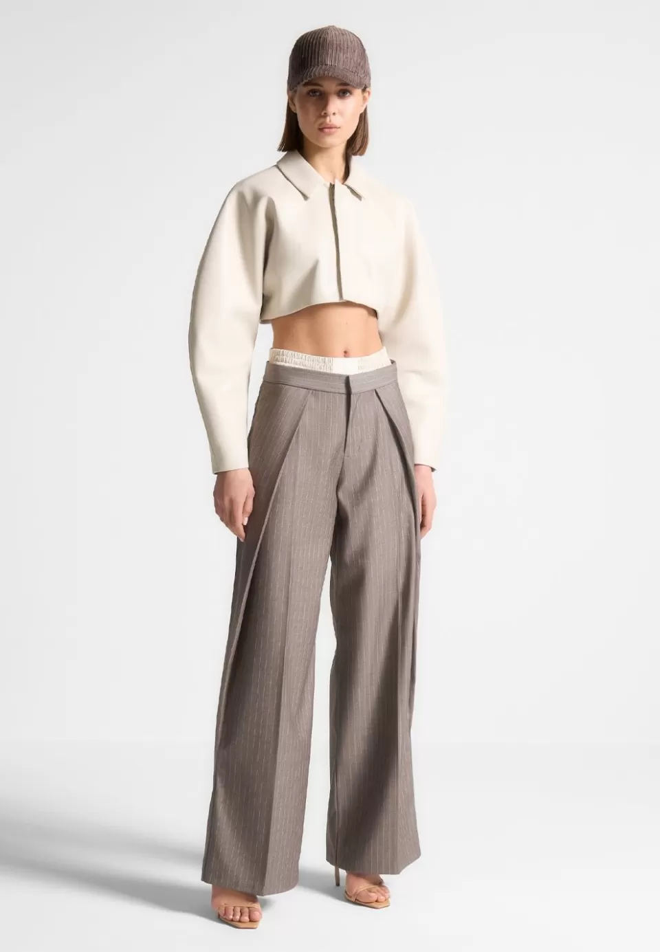 Manière De Voir Satin Waistband Pinstripe Trousers>Woman Trousers
