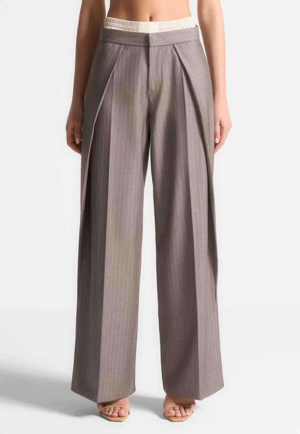 Manière De Voir Satin Waistband Pinstripe Trousers>Woman Trousers