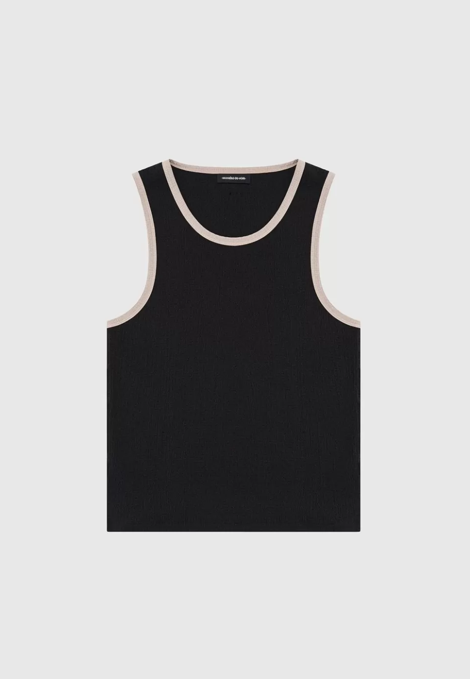 Manière De Voir Seersucker Vest - Black/Beige>Man T-Shirts & Tops