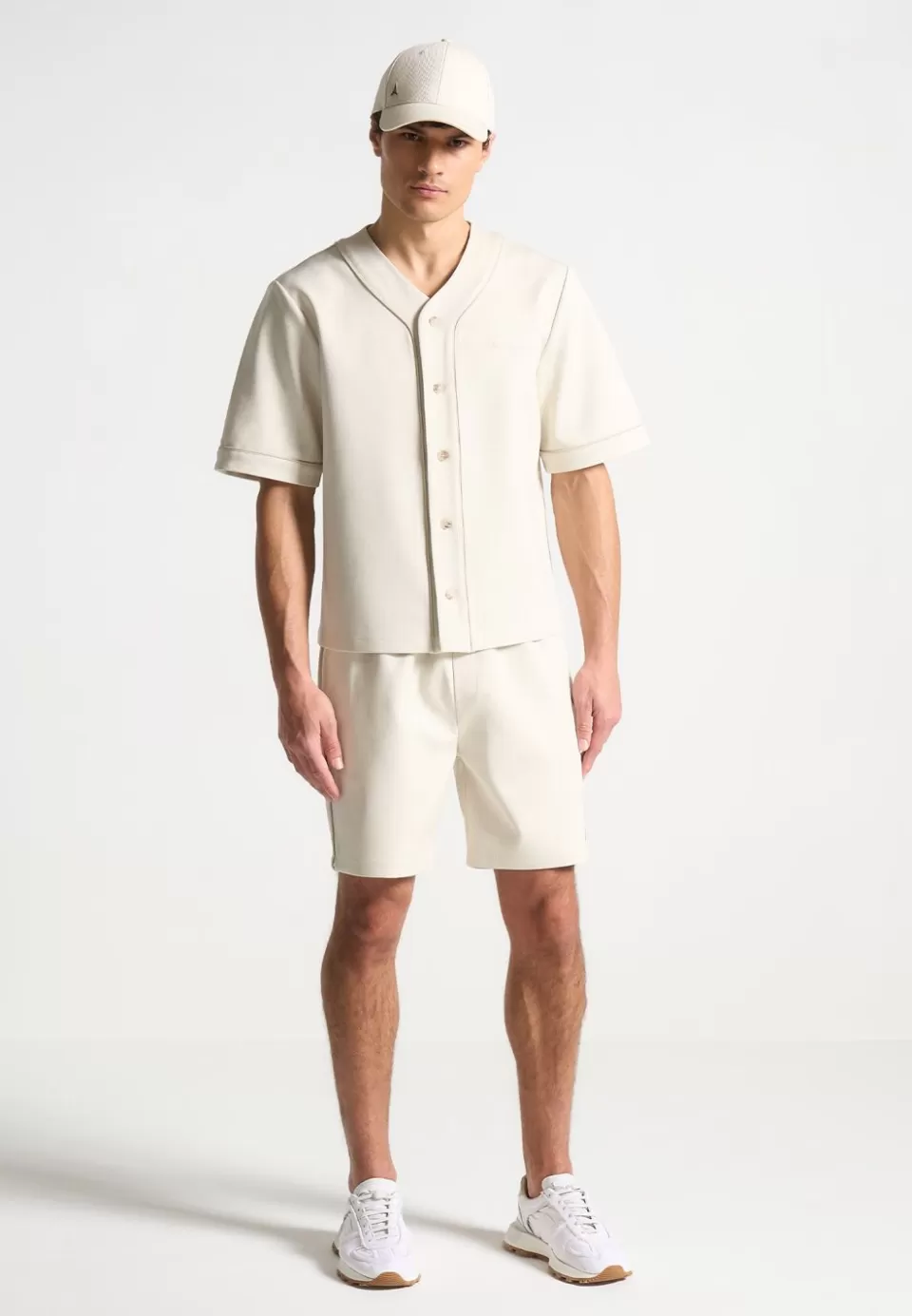 Manière De Voir Signature Boxy Baseball Shirt - Beige>Man Shirts