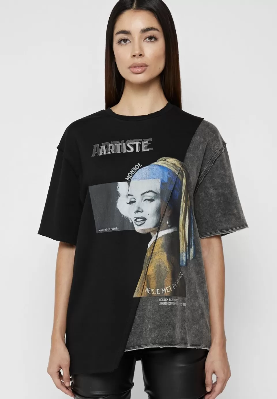 Manière De Voir Split Graphic T Shirt>Woman Tops & T Shirts