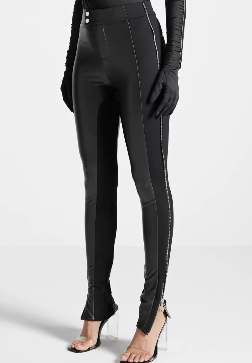 Manière De Voir Split Vegan Leather Leggings>Woman Leggings