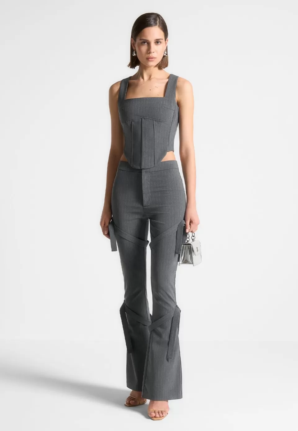 Manière De Voir Square Neck Pinstripe Corset Top>Woman Tops & T Shirts