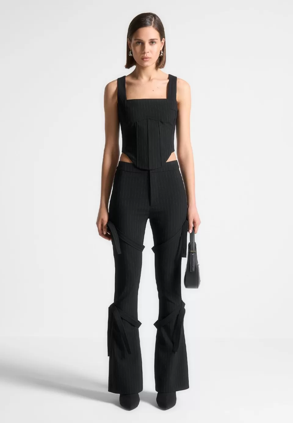 Manière De Voir Square Neck Pinstripe Corset Top>Woman Tops & T Shirts