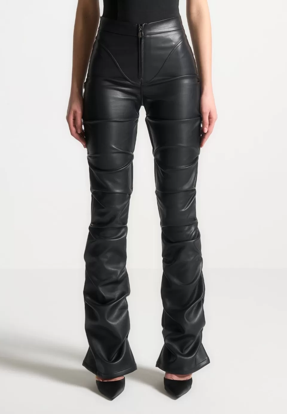 Manière De Voir Tacked Vegan Leather Flared Trousers>Woman Trousers
