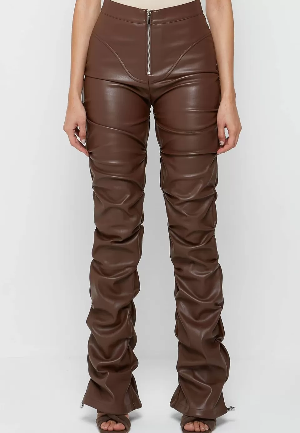 Manière De Voir Tacked Vegan Leather Flared Trousers>Woman Trousers