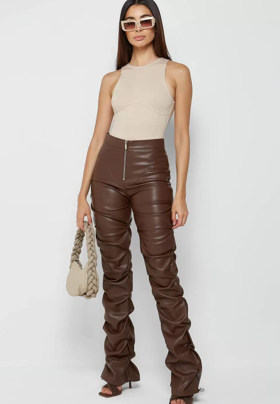 Manière De Voir Tacked Vegan Leather Flared Trousers>Woman Trousers
