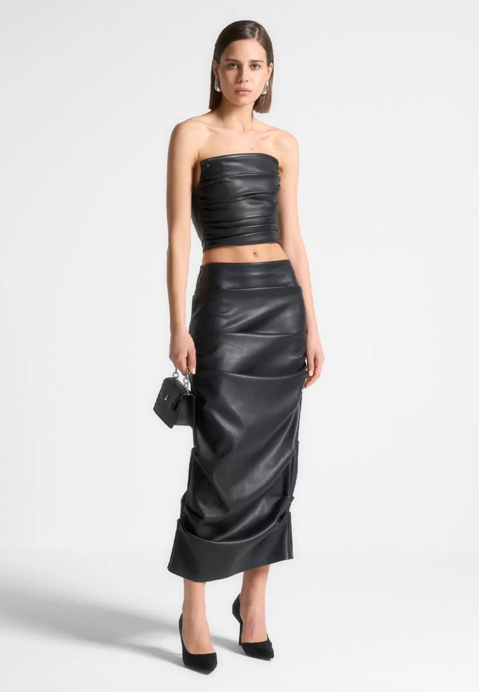 Manière De Voir Tacked Vegan Leather Midaxi Skirt>Woman Skirts