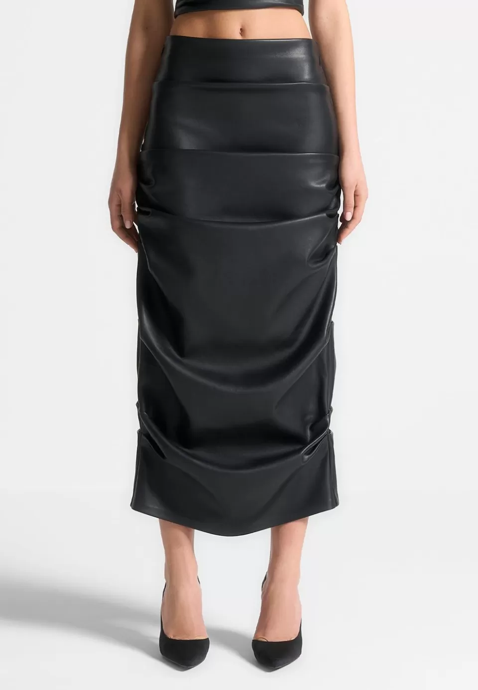 Manière De Voir Tacked Vegan Leather Midaxi Skirt>Woman Skirts