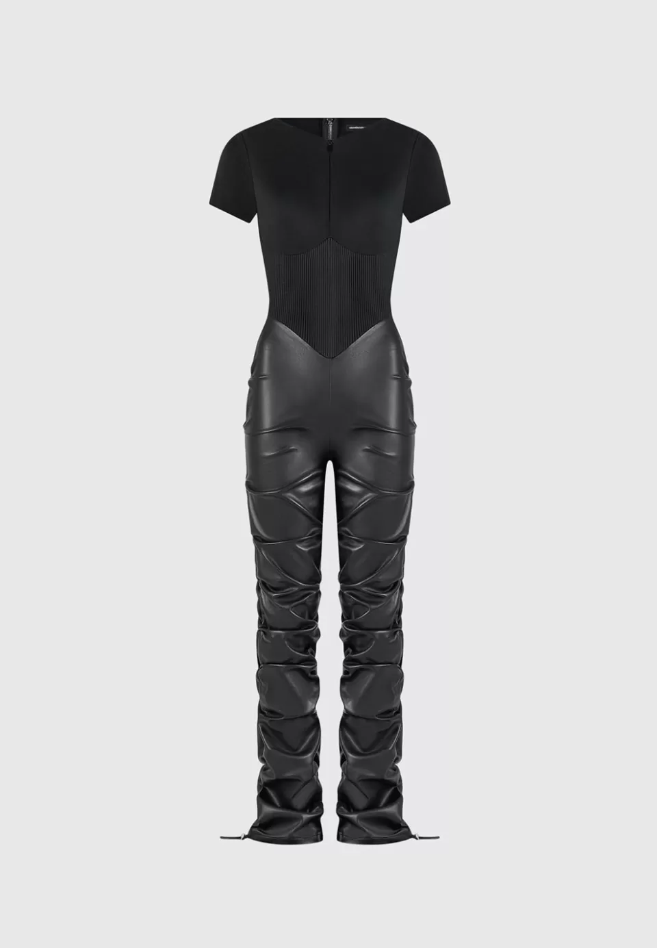 Manière De Voir Tacked Vegan Leather T-Shirt Jumpsuit>Woman Jumpsuits & Playsuits