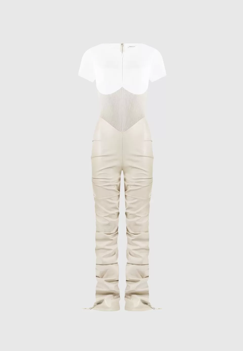 Manière De Voir Tacked Vegan Leather T-Shirt Jumpsuit>Woman Jumpsuits & Playsuits