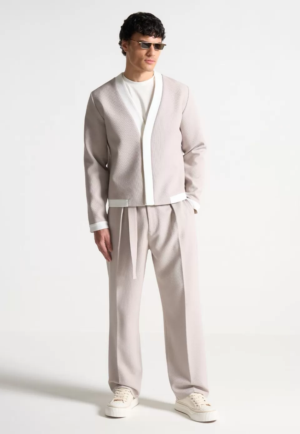 Manière De Voir Textured Belted Tailored Trousers>Man Formal Trousers