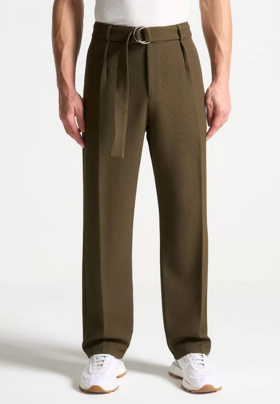 Manière De Voir Textured Belted Tailored Trousers>Man Formal Trousers