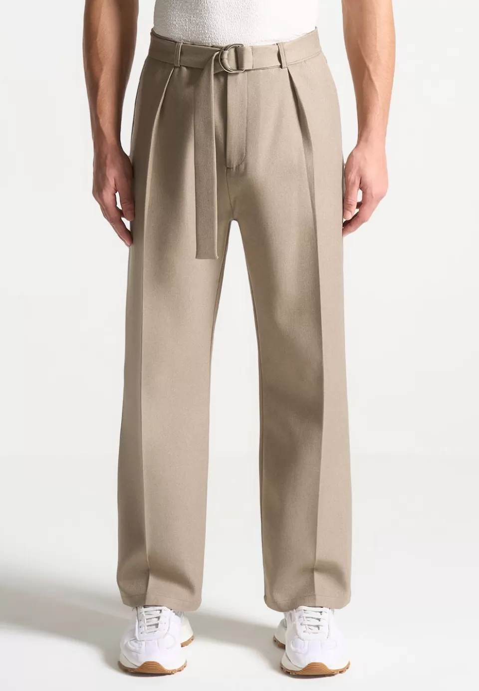 Manière De Voir Textured Belted Tailored Trousers>Man Formal Trousers