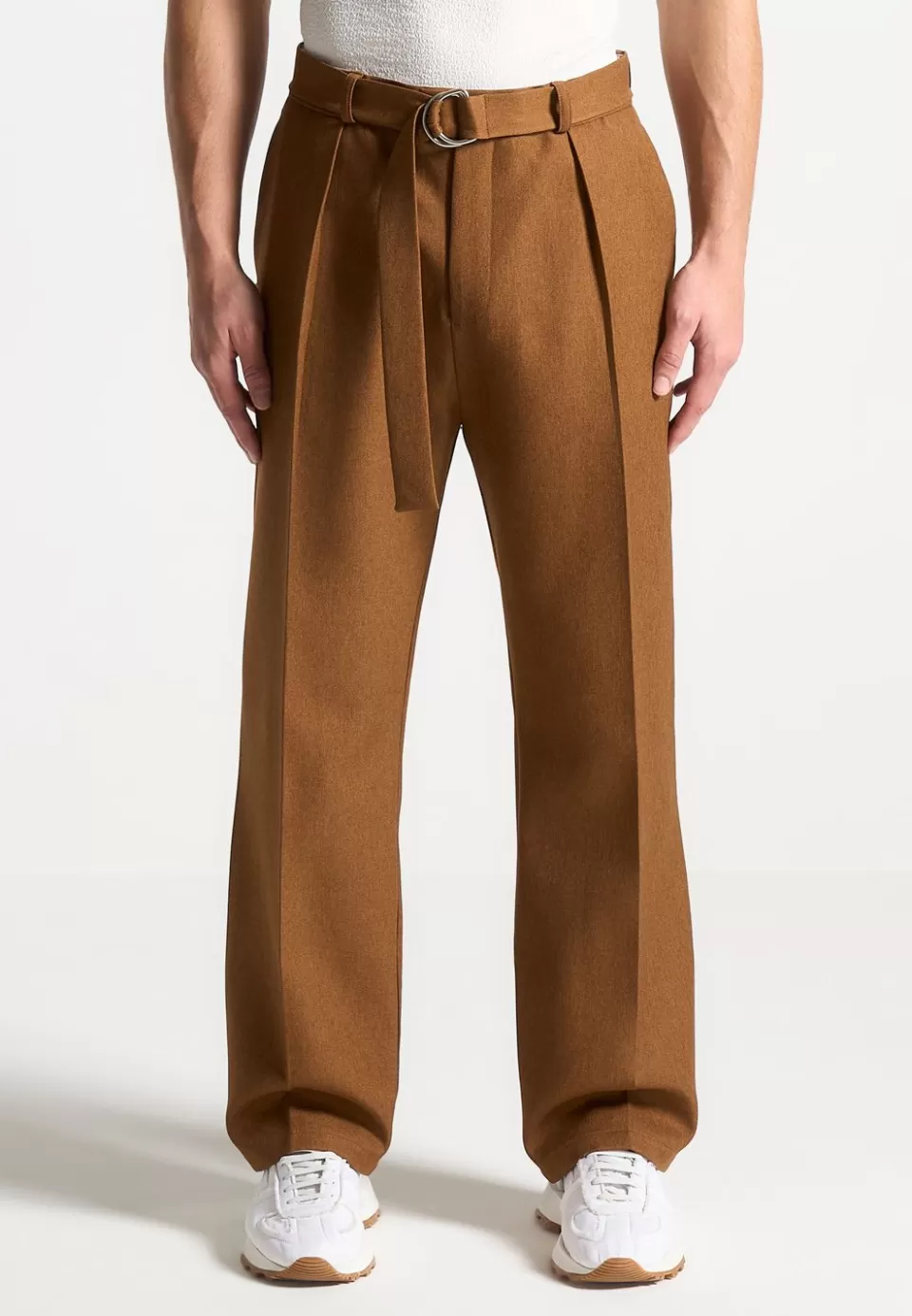 Manière De Voir Textured Belted Tailored Trousers>Man Formal Trousers