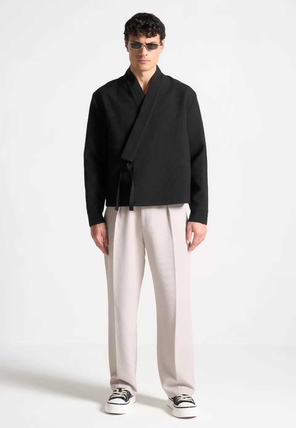 Manière De Voir Textured Kimono Wrap Jacket>Man Modern Tailoring