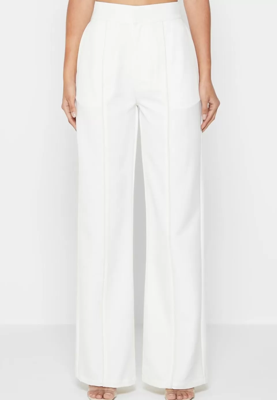 Manière De Voir Trousers With Vegan Leather Pintuck>Woman Trousers