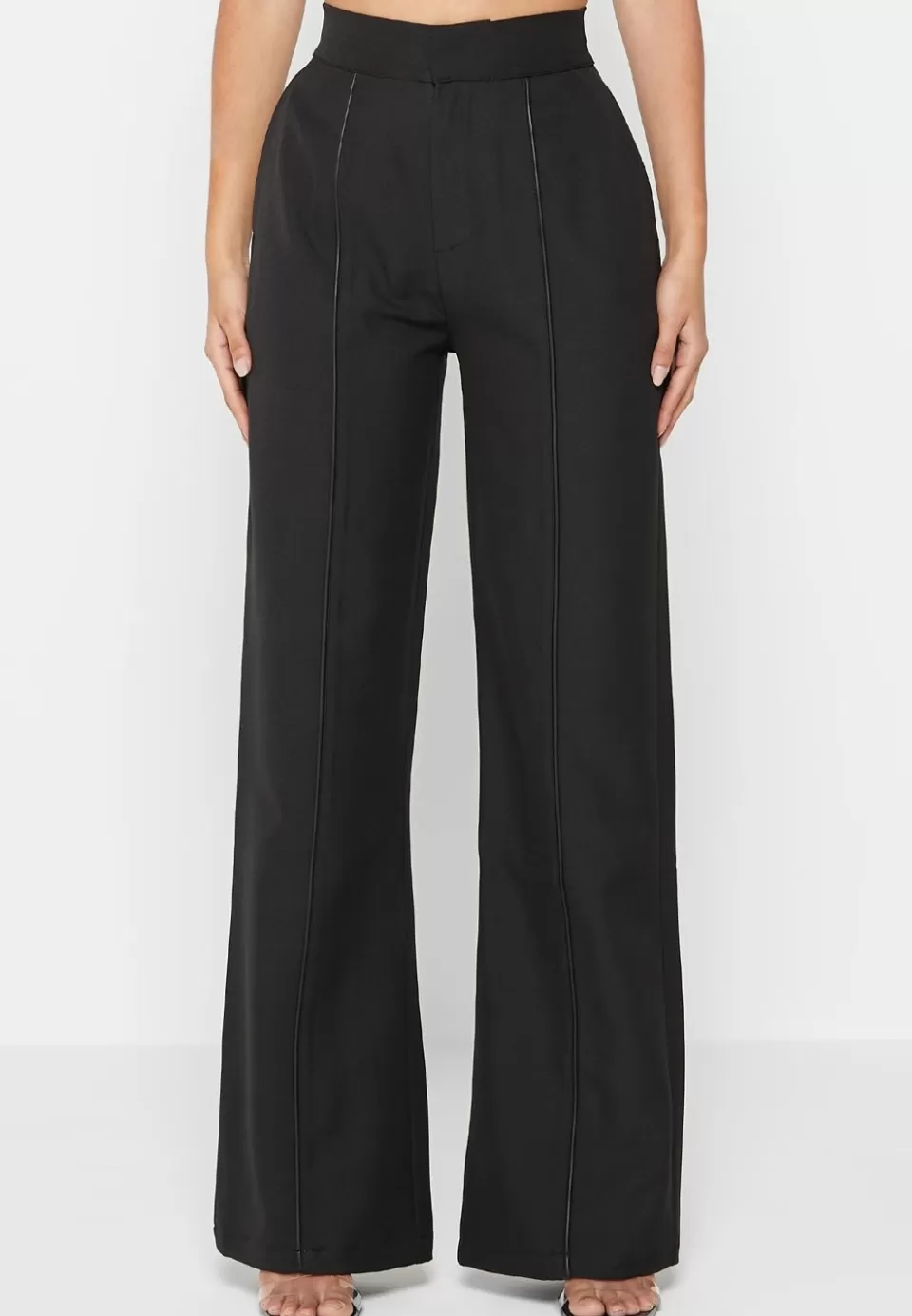 Manière De Voir Trousers With Vegan Leather Pintuck>Woman Trousers