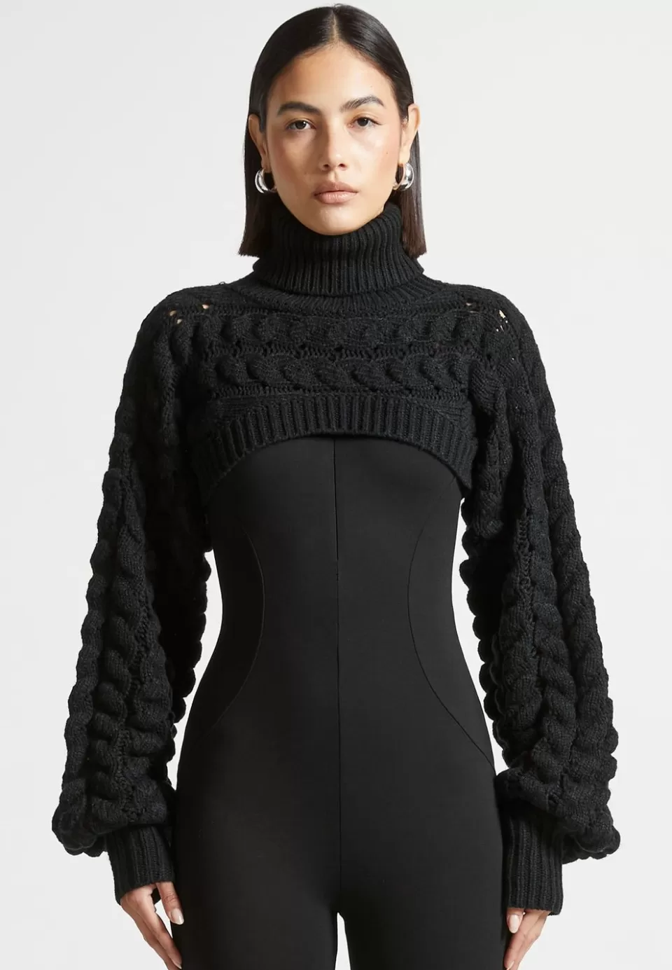 Manière De Voir Turtleneck Cable Knit Arm Warmers>Woman Knitwear