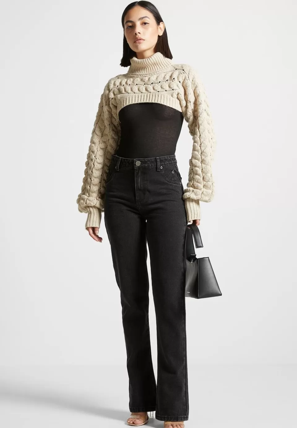 Manière De Voir Turtleneck Cable Knit Arm Warmers>Woman Knitwear
