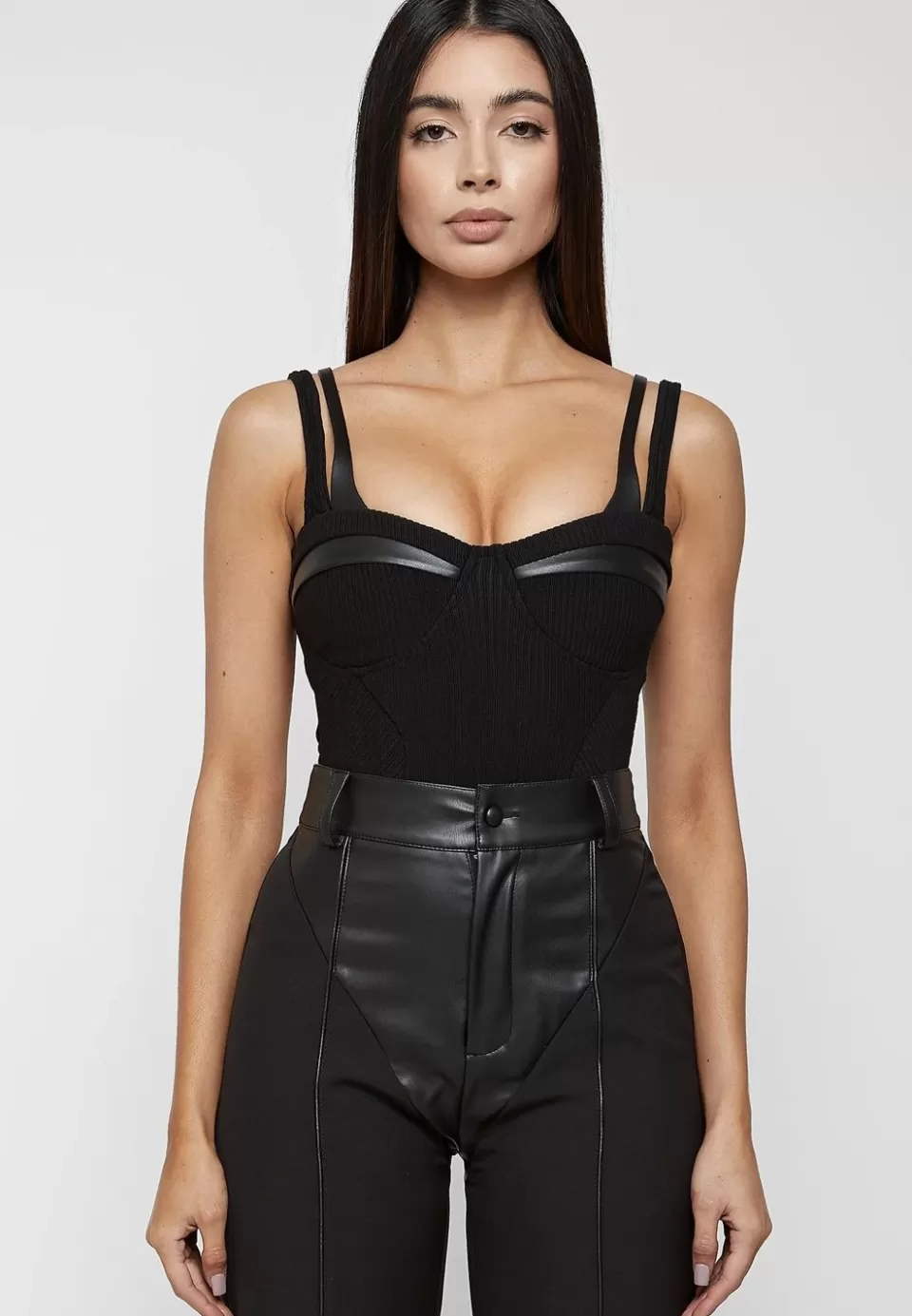 Manière De Voir Twin Strap Ribbed Bodysuit>Woman Bodysuits