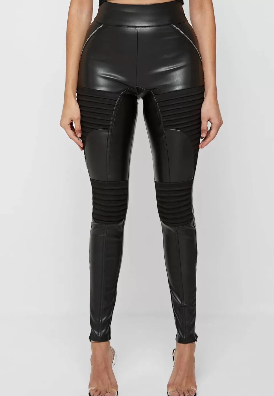 Manière De Voir Vegan Leather & Suede Ribbed Legging>Woman Leggings