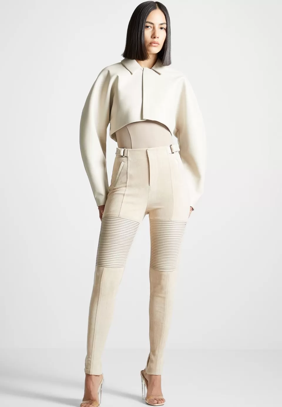 Manière De Voir Vegan Leather And Suede Ribbed Leggings>Woman Leggings