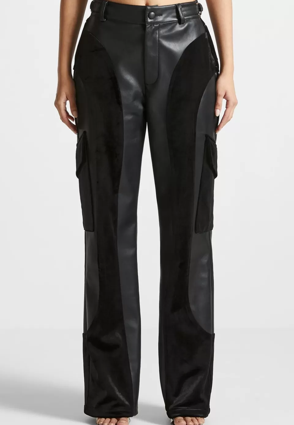Manière De Voir Vegan Leather And Velvet Cargo Pants>Woman Cargo Pants & Joggers