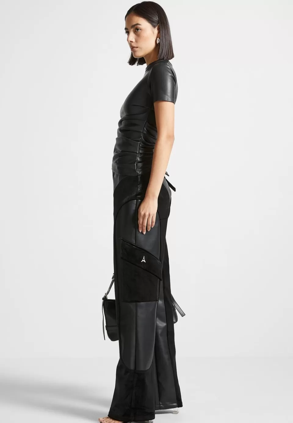 Manière De Voir Vegan Leather And Velvet Cargo Pants>Woman Cargo Pants & Joggers