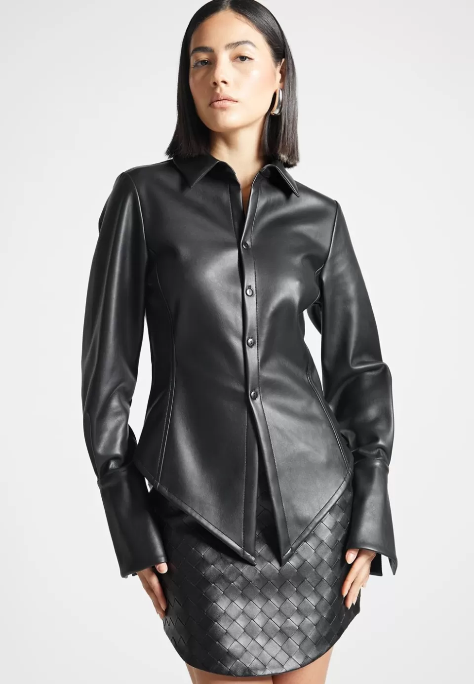 Manière De Voir Vegan Leather Angled Shirt>Woman Shirts