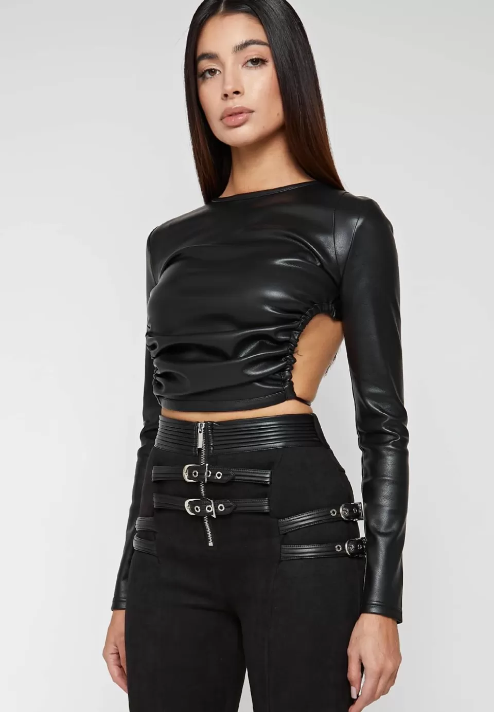 Manière De Voir Vegan Leather Backless Top>Woman Tops & T Shirts