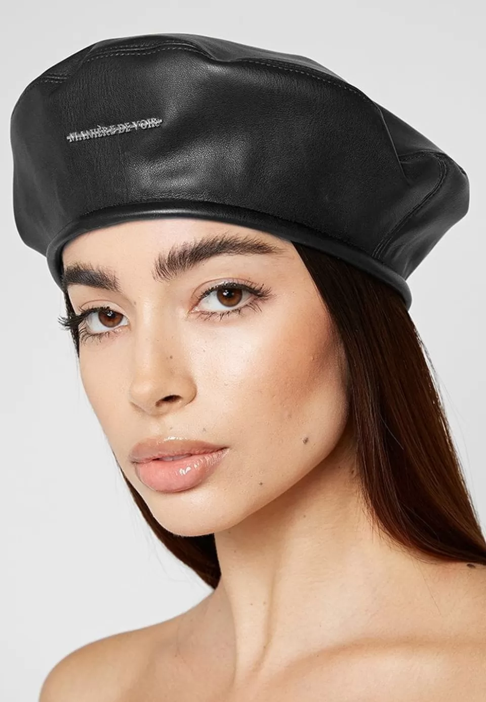 Manière De Voir Vegan Leather Beret>Woman Hats