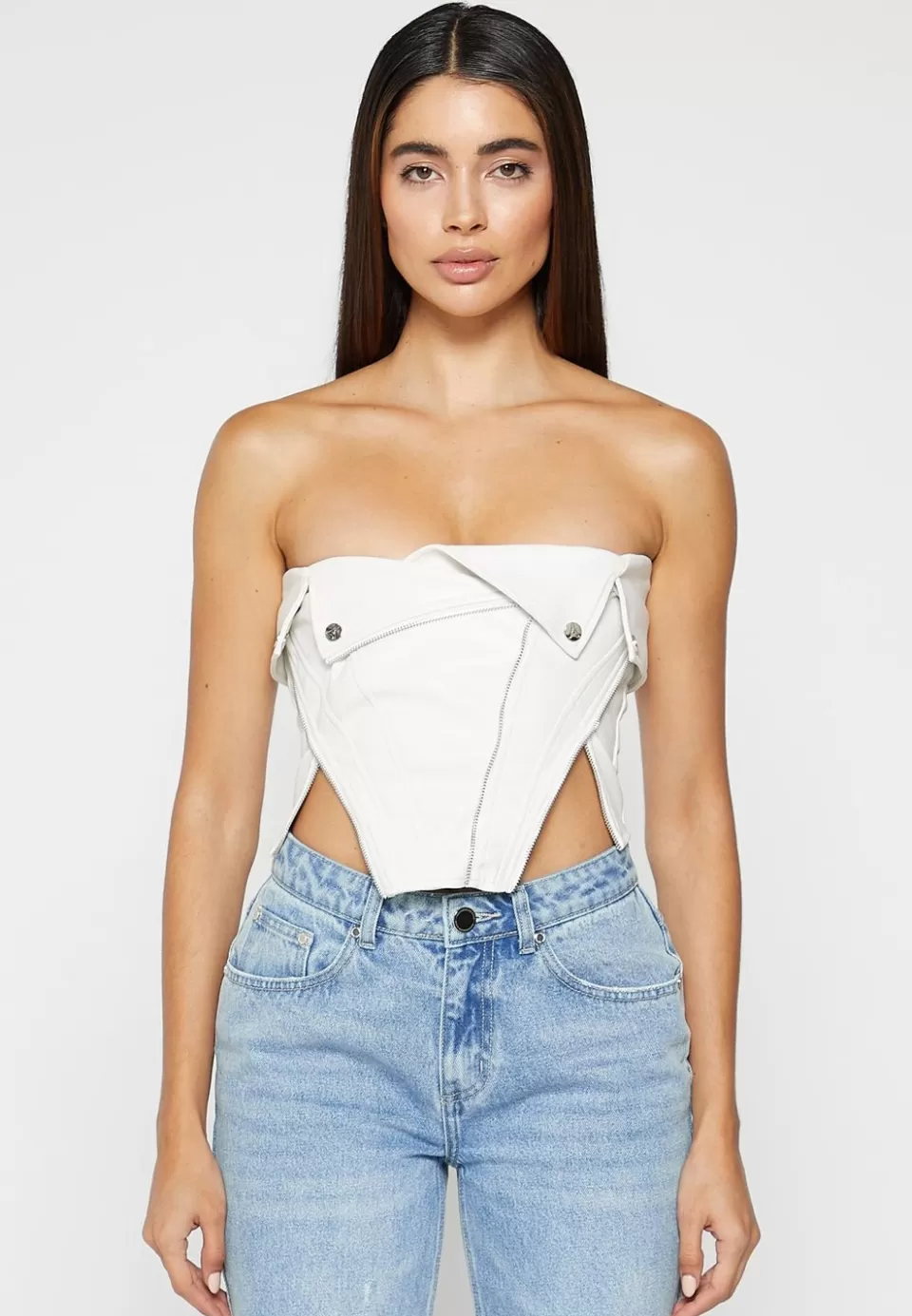 Manière De Voir Vegan Leather Biker Corset>Woman Tops & T Shirts