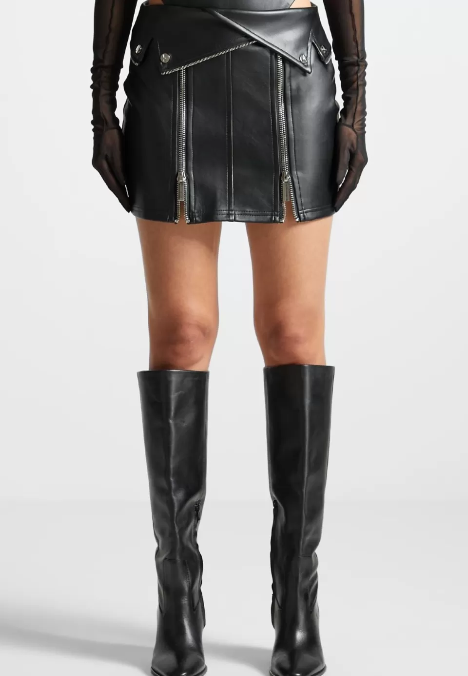 Manière De Voir Vegan Leather Biker Mini Skirt>Woman Matching Sets