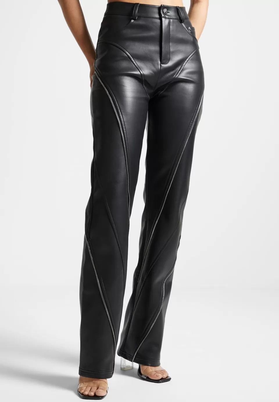Manière De Voir Vegan Leather Biker Trousers With Zip>Woman Trousers