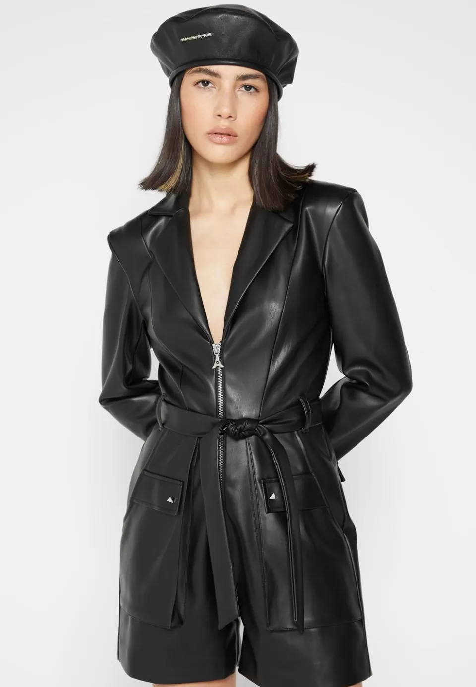 Manière De Voir Vegan Leather Blazer Playsuit>Woman Jumpsuits & Playsuits