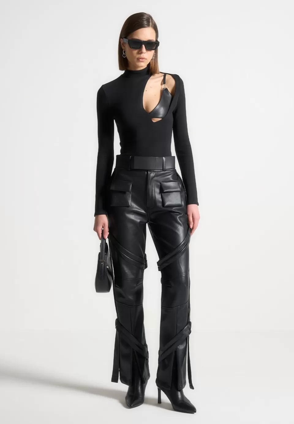 Manière De Voir Vegan Leather Carpenter Cargo Trousers>Woman Trousers