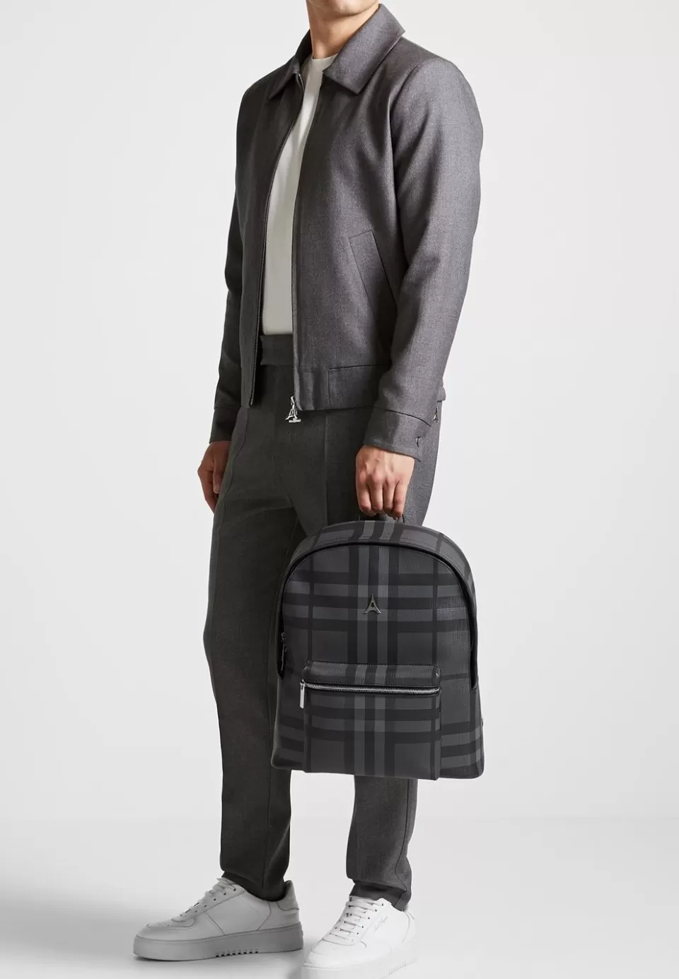 Manière De Voir Vegan Leather Check Backpack>Man Bags
