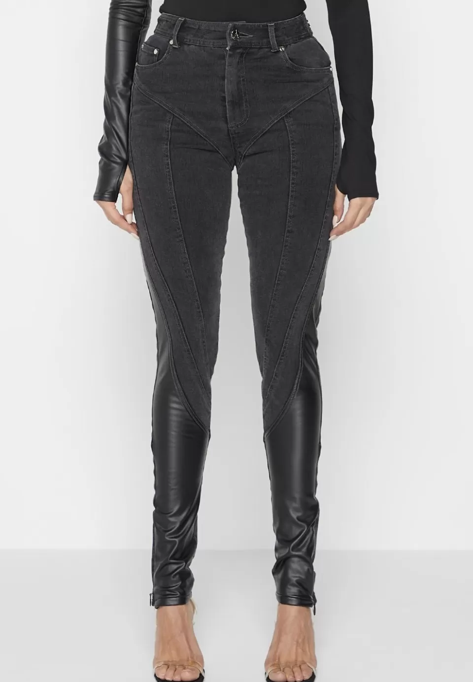 Manière De Voir Vegan Leather Contour Skinny Jeans>Woman Jeans