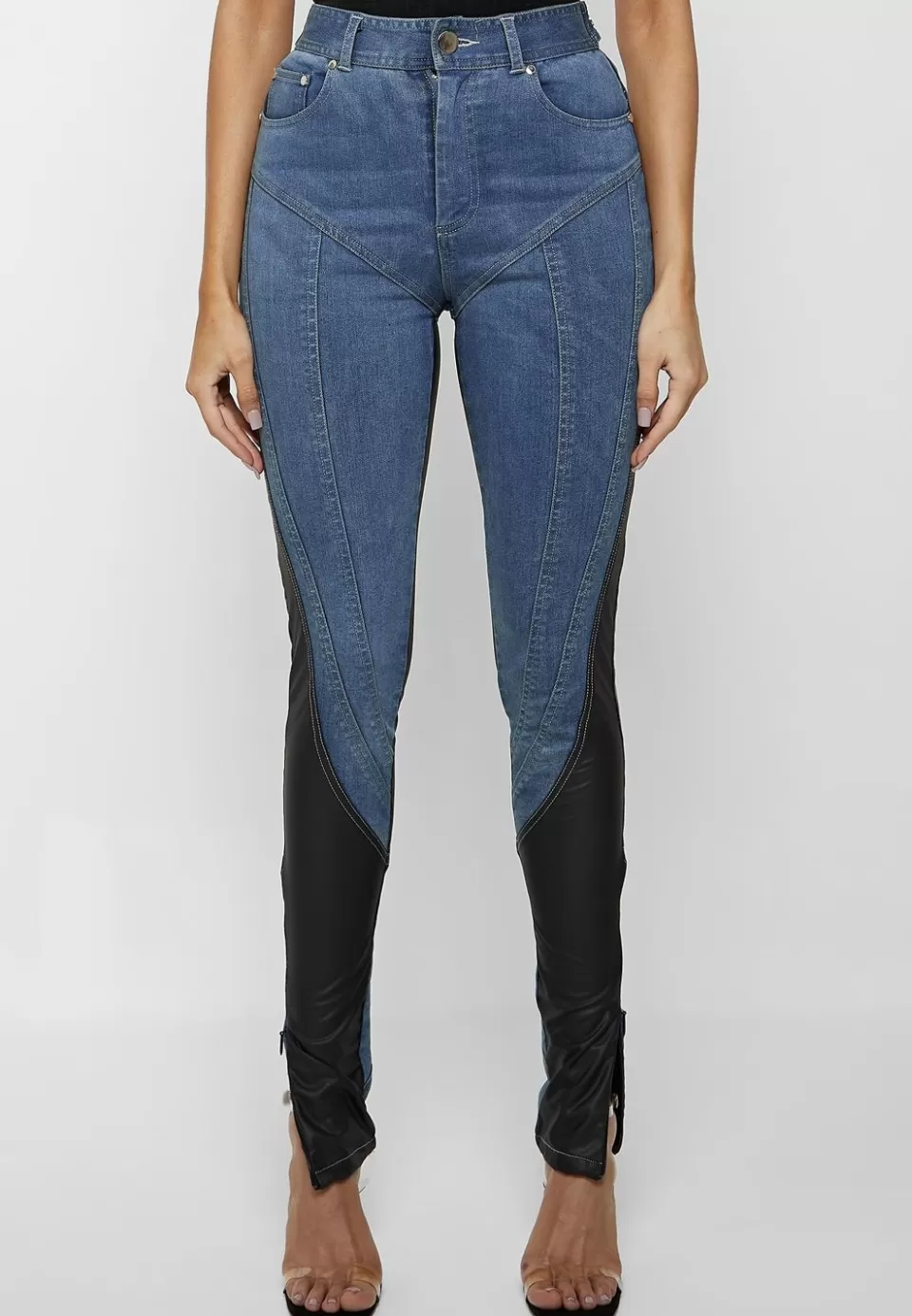 Manière De Voir Vegan Leather Contour Skinny Jeans>Woman Jeans