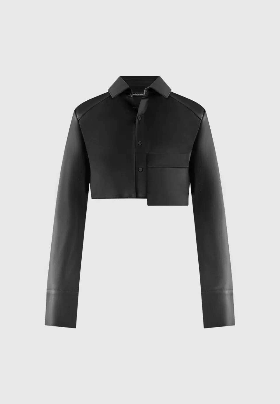 Manière De Voir Vegan Leather Contrast Cropped Shirt>Woman Shirts