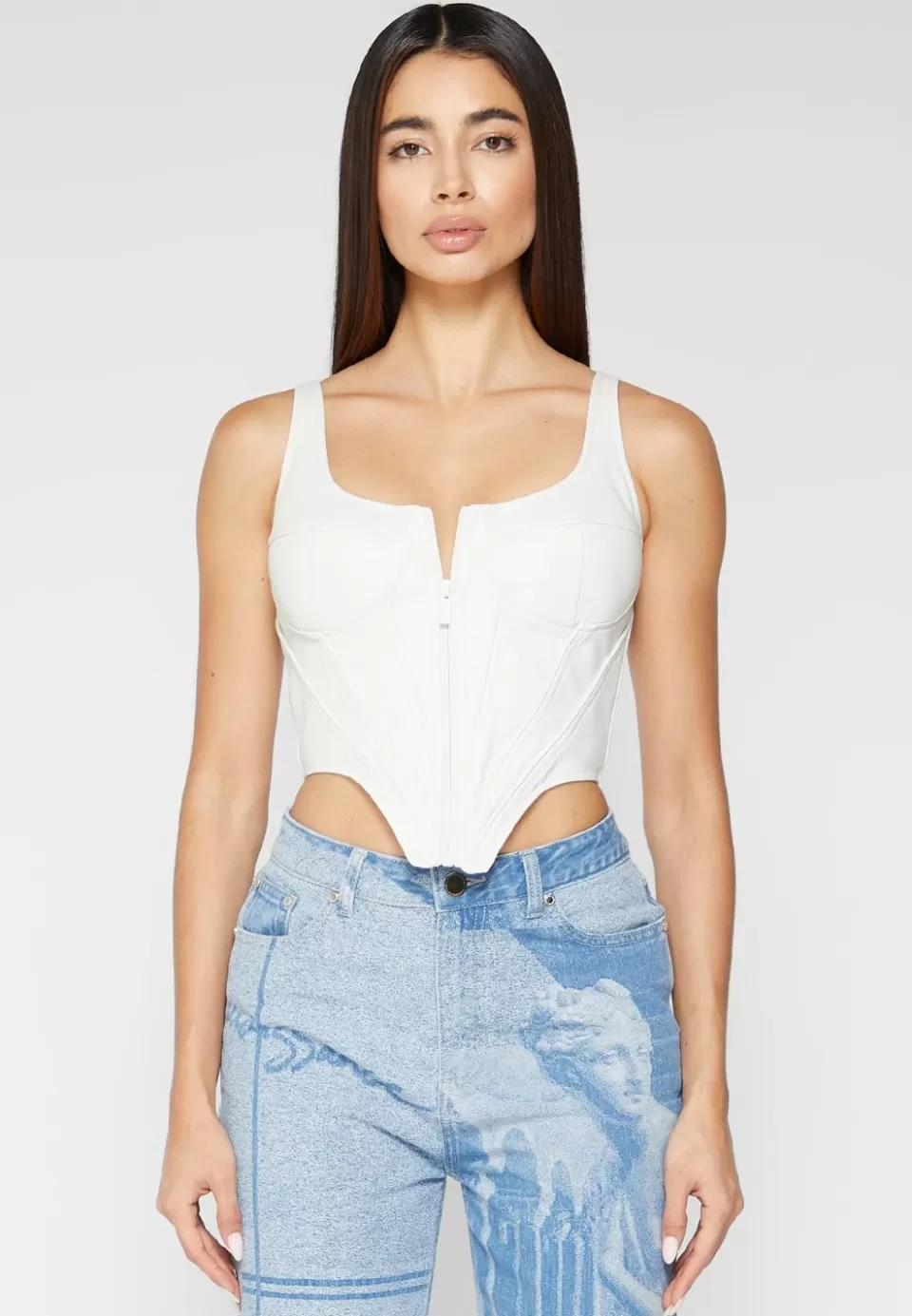 Manière De Voir Vegan Leather Corset Top>Woman Tops & T Shirts