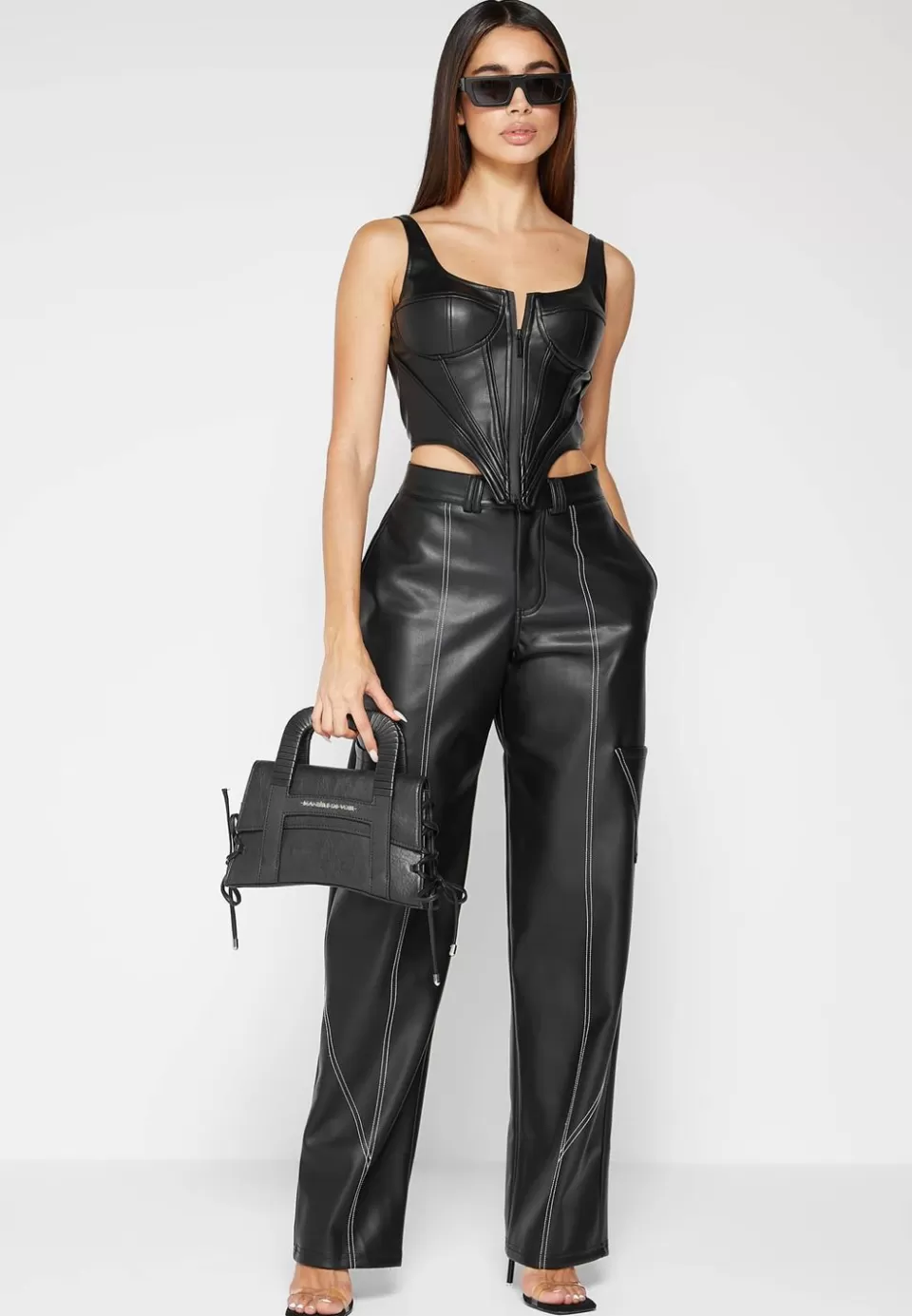 Manière De Voir Vegan Leather Corset Top>Woman Tops & T Shirts